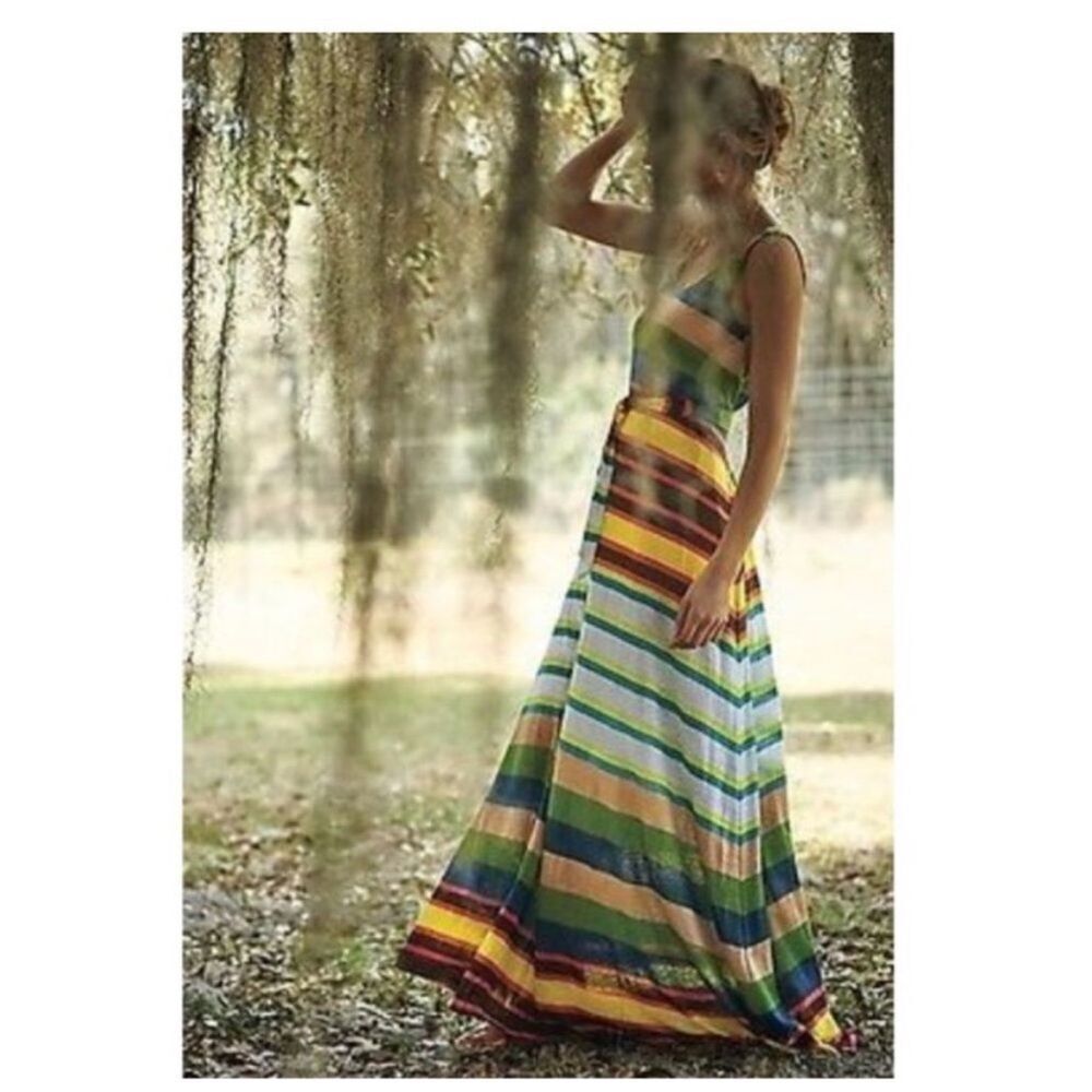 Anthropologie New with tags Spectrum Stripe Maxi Dress by Tracy Reese Size XS